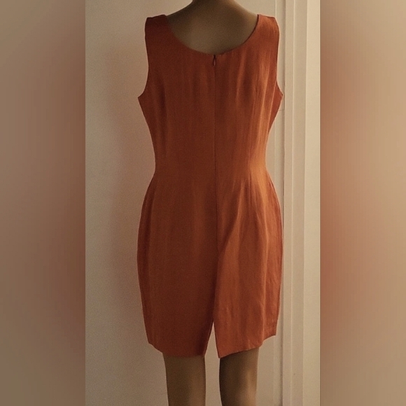 Vintage Linen-blend Farouche Lori Weidner Dress-Suit / Sz 8 / Orange, Rust-Brown - Picture 8 of 16